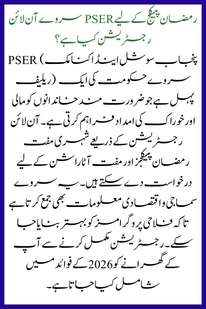 PSER Survey Online Registration for Ramzan 